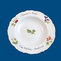 Personalized Hand Painted Porcelain Scalloped Serving Bowl with Floral Design