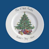 Personalized Hand Painted Porcelain Round Christmas Plate