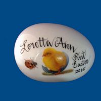 Personalized Hand Painted Easter Egg -Chick with Ladybug