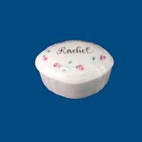 Personalized Hand Painted Porcelain Oval Beaded Box