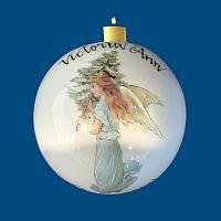 Personalized Hand Painted Porcelain Christmas Ball with Blue Fairy