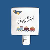 *NEW DESIGN* Personalized Hand Painted Night Light with Transportation